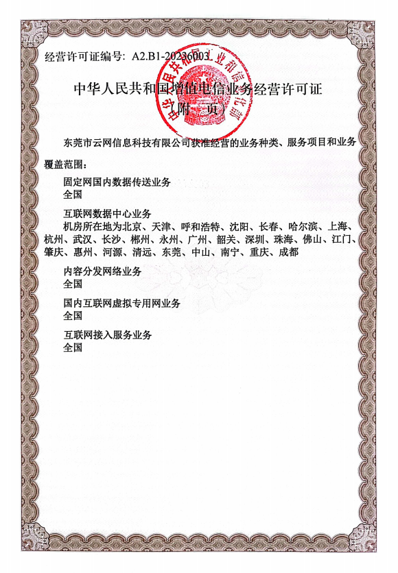 增值电信业务经营许可证 A2.B1-20236003